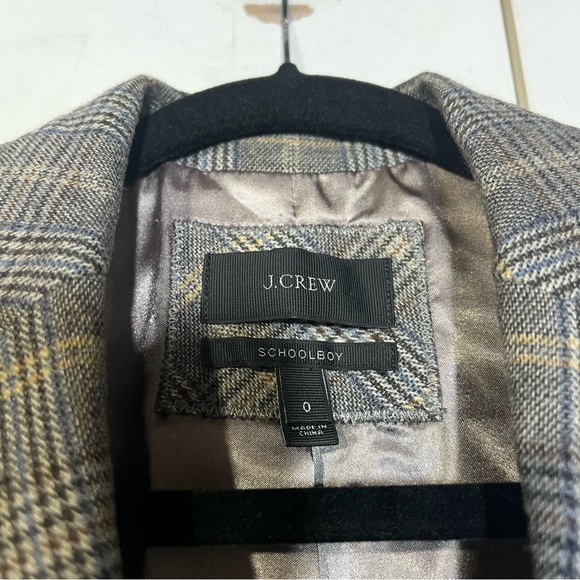 J. Crew Schoolboy Blazer Glen Plaid Gold Buttons Wool Academia Size 0 Preppy - Picture 7 of 9